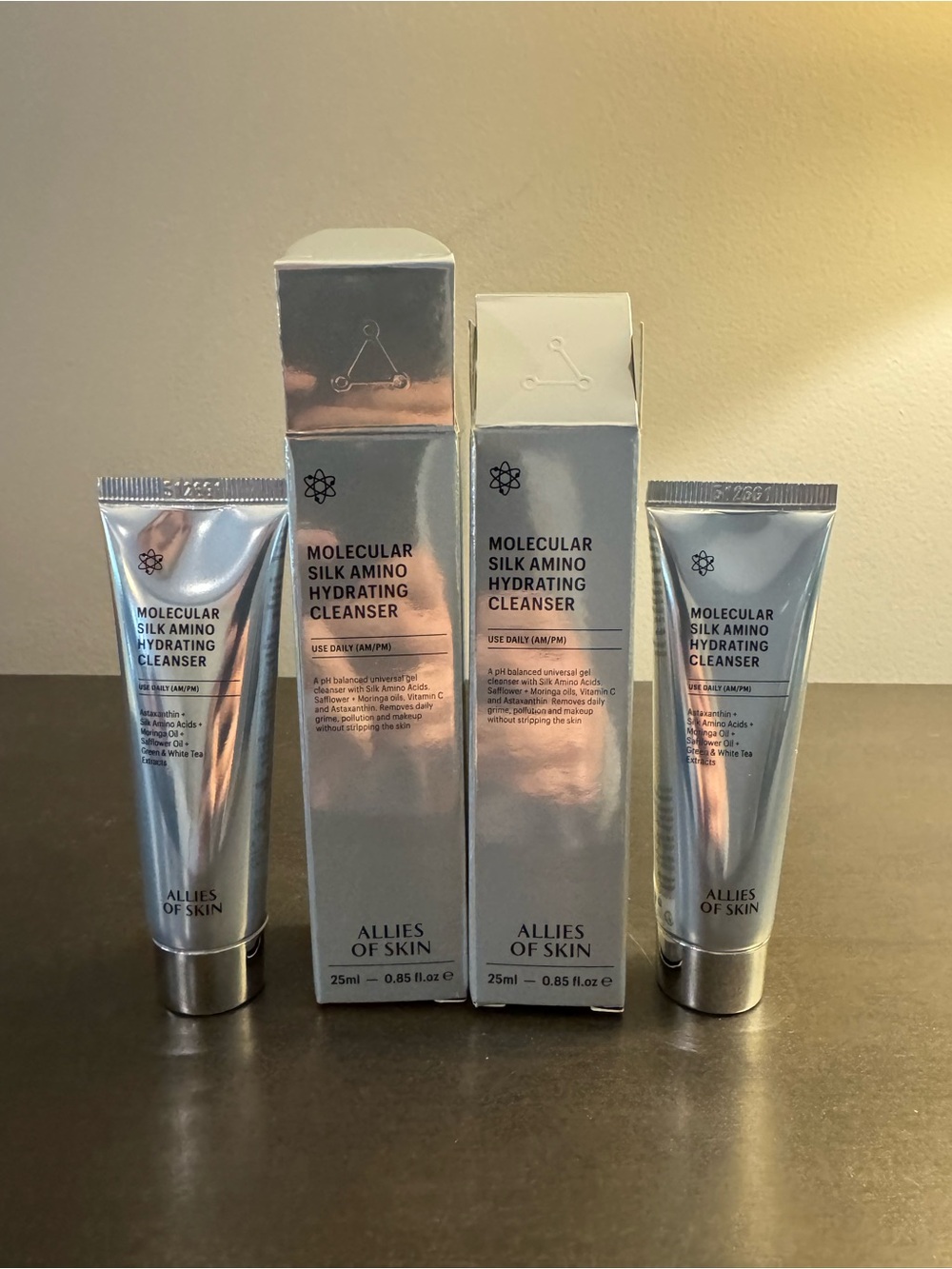 Allies of Skin Molecular Silk Amino Hydrating Cleanser 25 ml .85 oz NIB X2